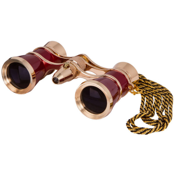 Levenhuk Broadway 325F Opera Glasses (Red, with LED Light and Chain)