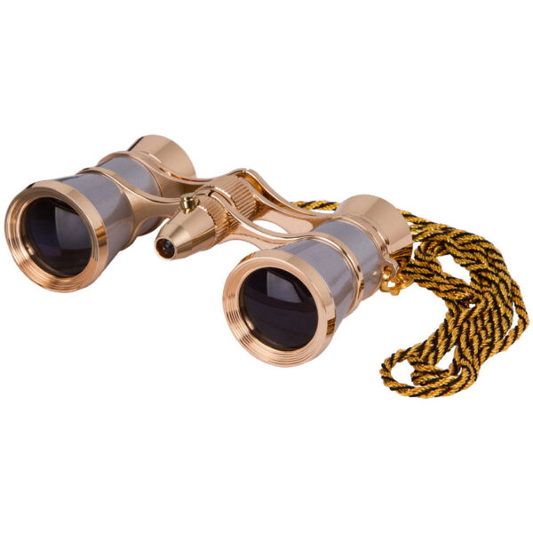 Levenhuk Broadway 325F Opera Glasses (Silver, with LED Light and Chain)