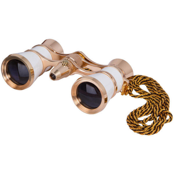 Levenhuk Broadway 325F Opera Glasses (White, with LED Light and Chain)