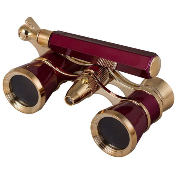 Levenhuk Broadway 325N Opera Glasses (Red Lorgnette with LED Light)