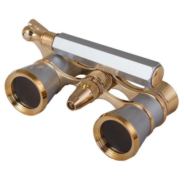 Levenhuk Broadway 325N Opera Glasses (Silver Lorgnette with LED Light)