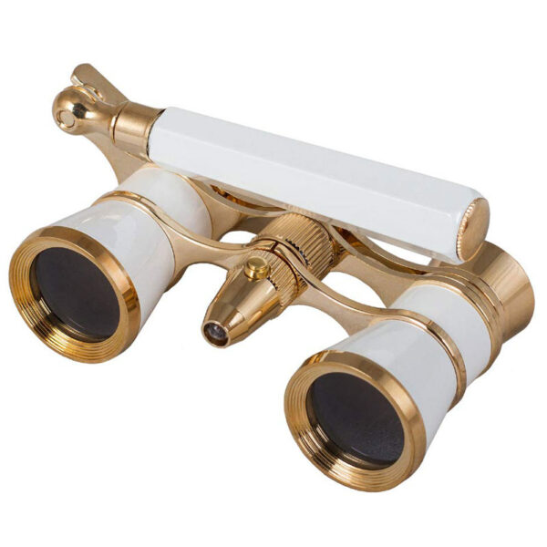 Levenhuk Broadway 325N Opera Glasses (White Lorgnette with LED Light)